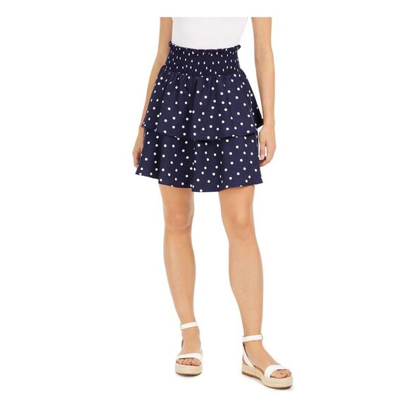 MAISON JULES Dresses & Skirts - MAISON JULES Womens Navy Polka Dot Short Ruffled Skirt XXL